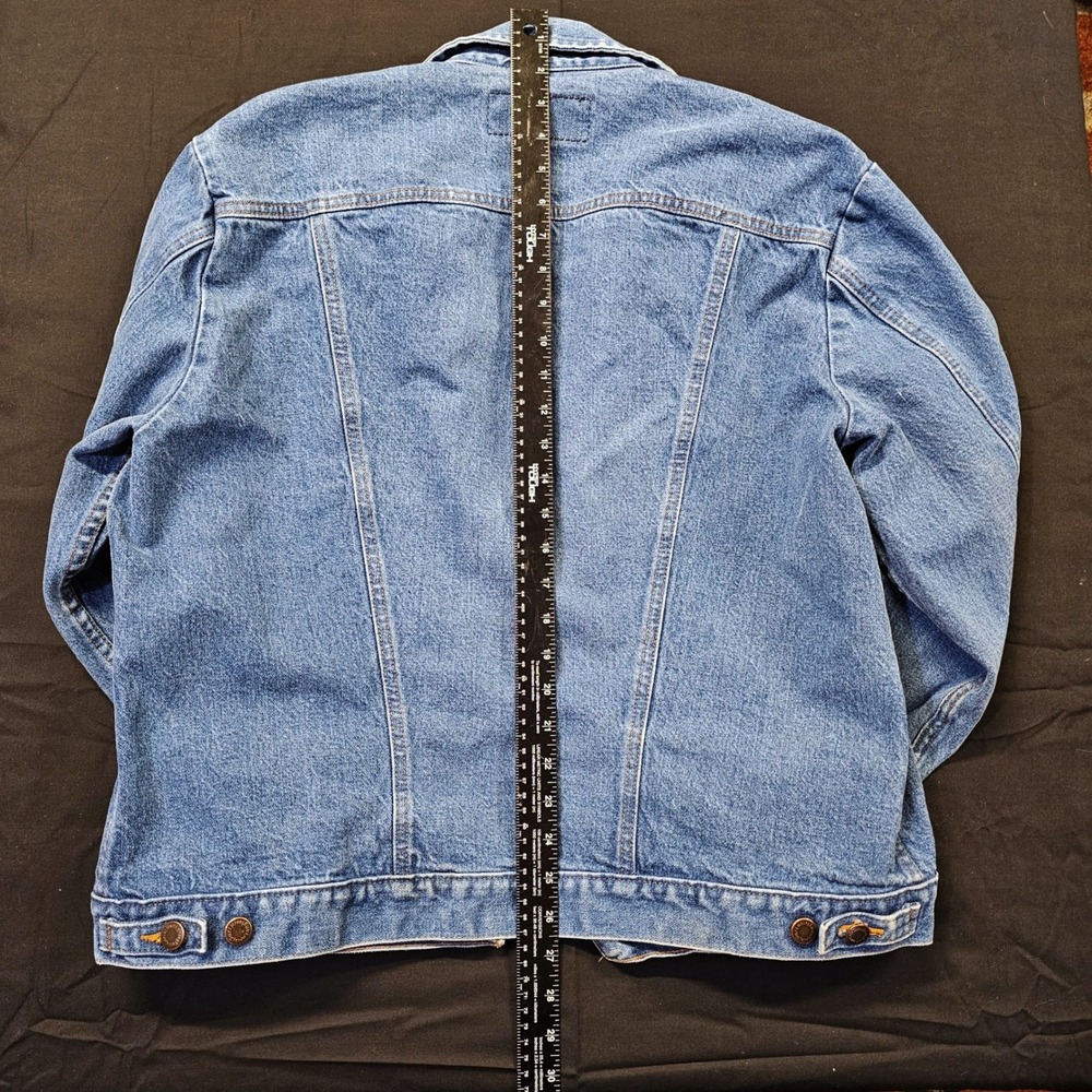 Vintage 70s Wrangler No Fault Denim Trucker Jacket USA Western Blue Mens 42 44 - Picture 9 of 12